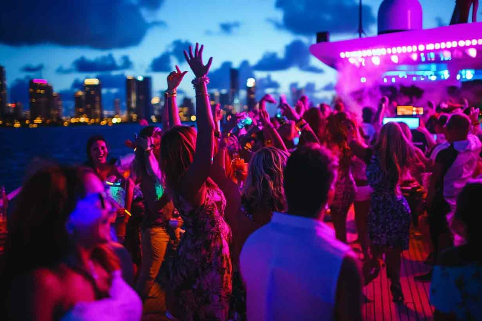 Prom Night — group celebration with lights
