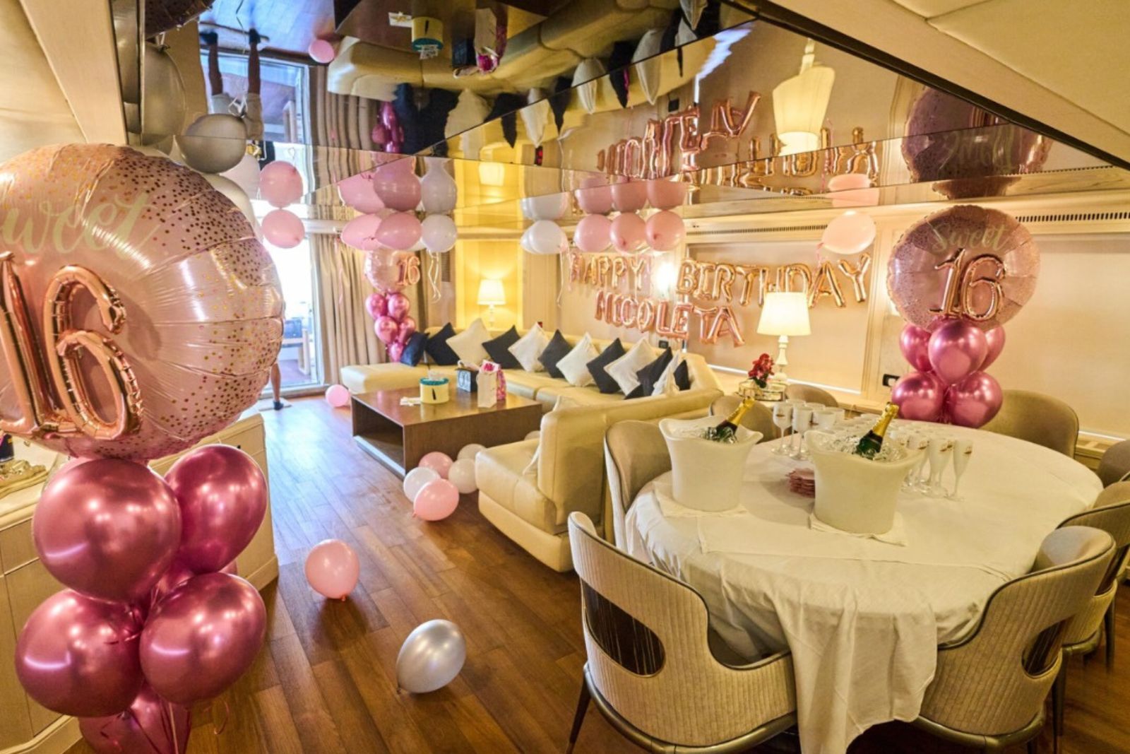 Event Decoration — Sweet 16 yacht celebration setup
