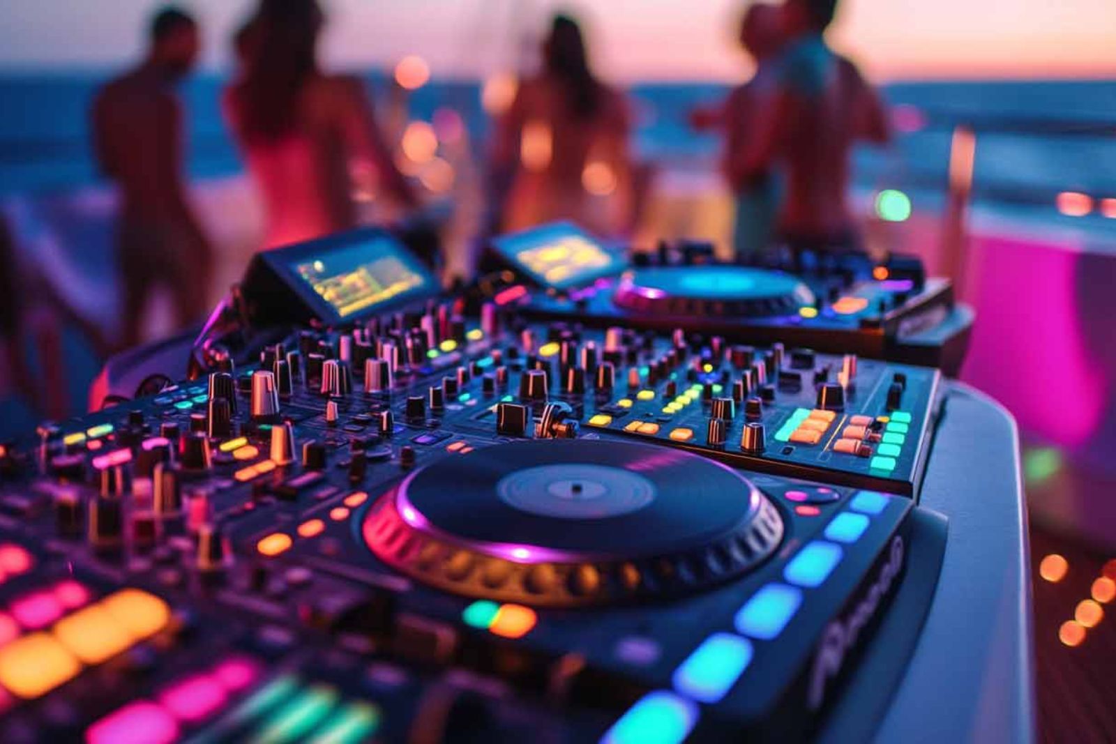 DJ and Live Music — sunset DJ booth on yacht